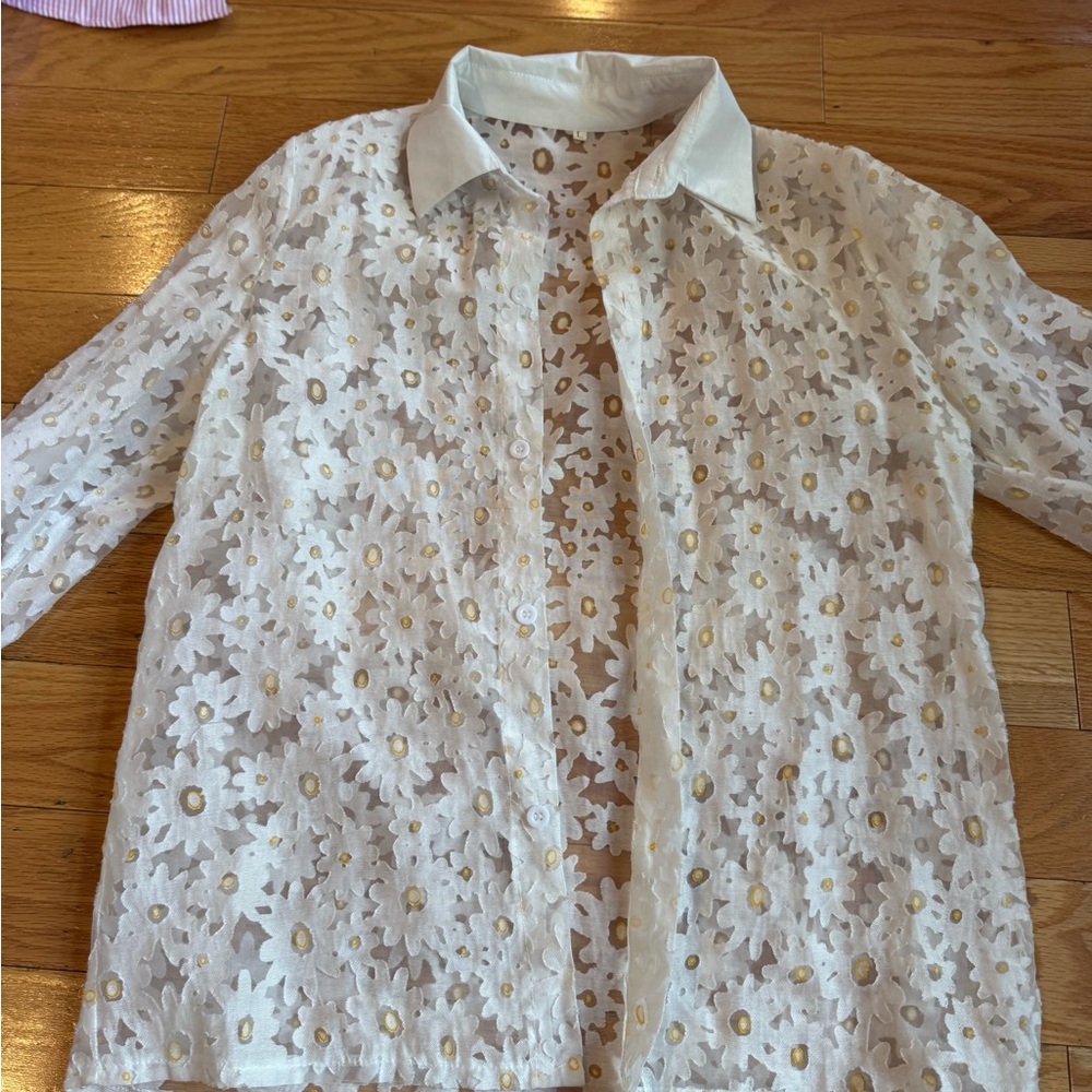 Floral Lace Women's Button Down